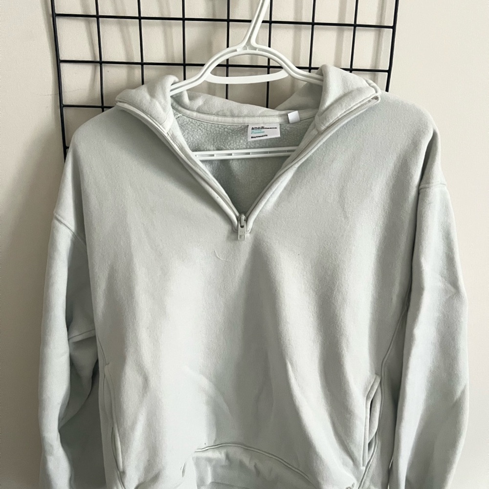 Aritzia Light Mint Blue Half-Zip Sweater